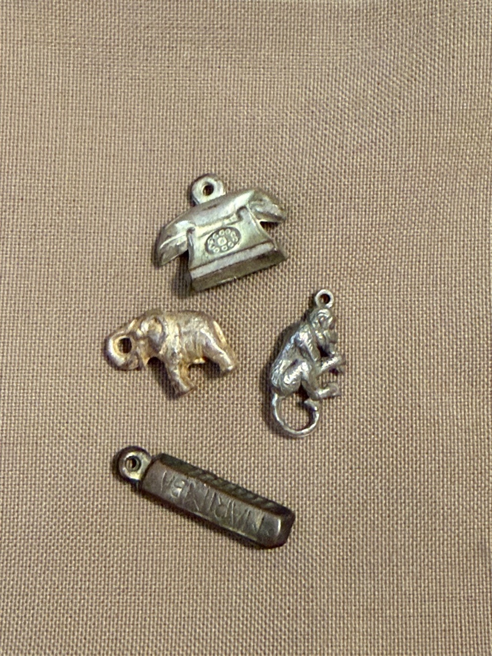 Vintage Cracker Jack Lot of 4 charms gumball surprise toys phone elephant monkey